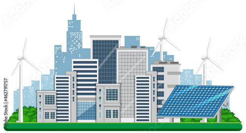 Green energy generated by wind turbine and solar panel