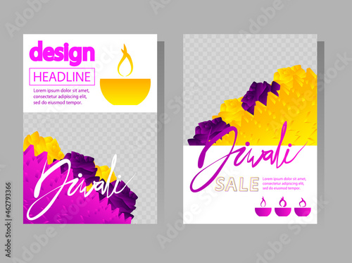 Modern Diwali design for presentations templates with space for photo background. Annual report, leaflet, book, poster, flyer, brochure, cover design. Corporate advertising graphic design.