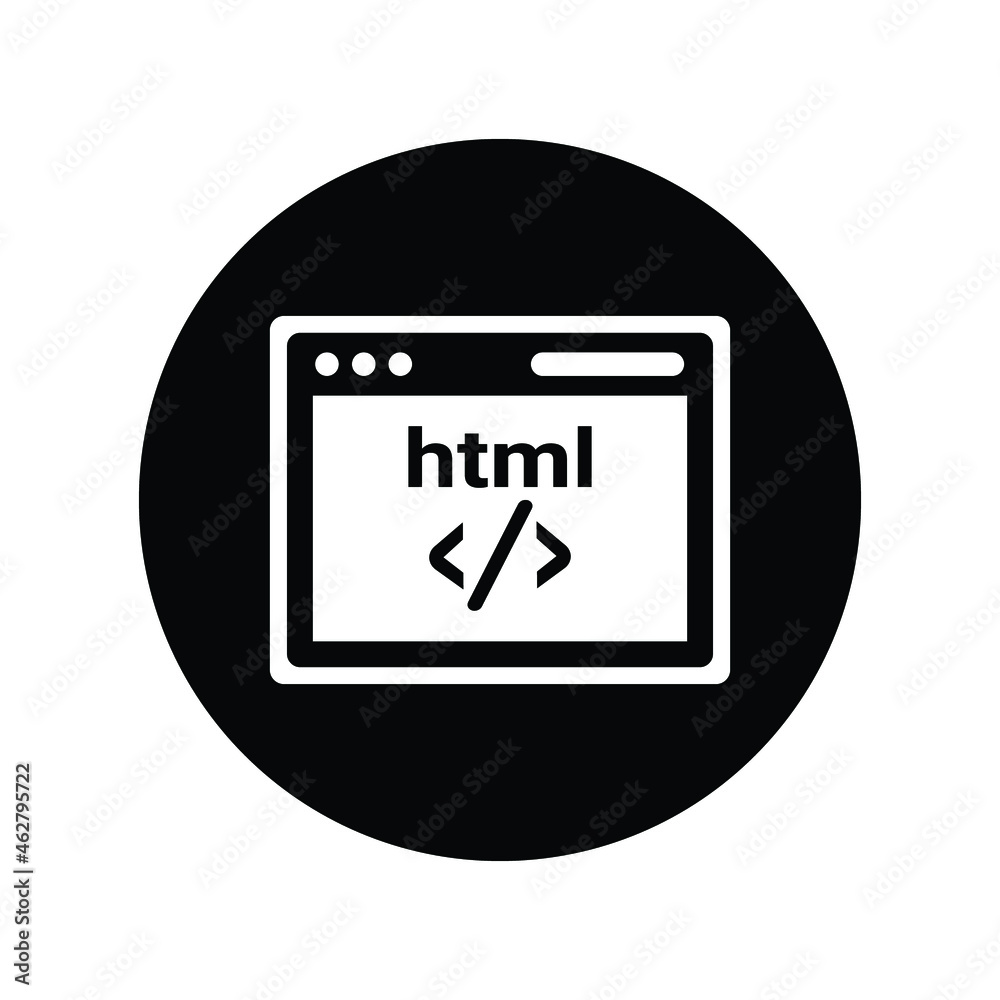 Code, coding, html icon. Black vector design. Code, coding, html icon. Black vector design.