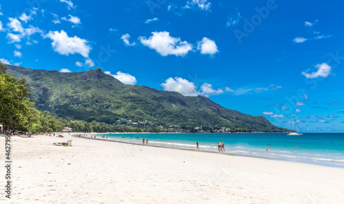 Seychelles, Mahe, Beau Vallon Beach in summer photo