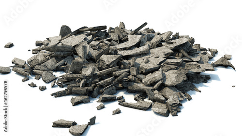 rubble heap, debris pile isolated on white background