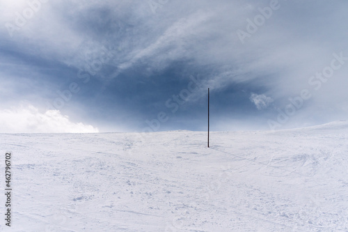France, French Alps, Les Menuires, Trois Vallees, Mark in snow photo