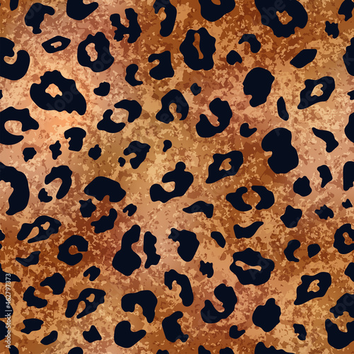 Vector trendy leopard spot shiny bronze seamless pattern. Wild animal cheetah skin dark gold metallic foil texture for fashion print design, cover, wrapping, digital paper, wallpaper, background