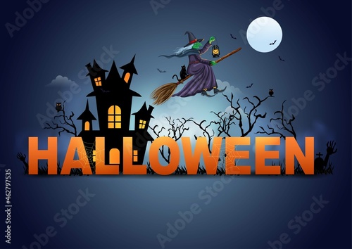 Happy Halloween dig letter background. vector illustration design