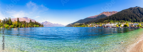 Scenic view of Lake Wakatipu against sky at Queenstown, South Island, New Zealand photo