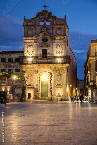 Italy, Sicily, Ortygia, Syracuse, baroque church Santa Lucia alla Badia at dusk photo