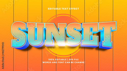 Sunset editable text effect in modern 3d style