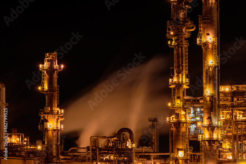 United Kingdom, Grangemouth, Petrochemical refinery at night photo