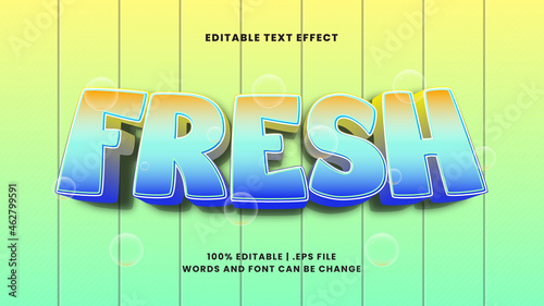 Fresh editable text effect in modern 3d style