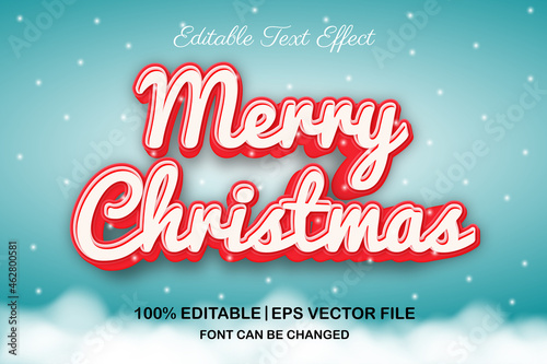 merry christmas editable text effect 3d style