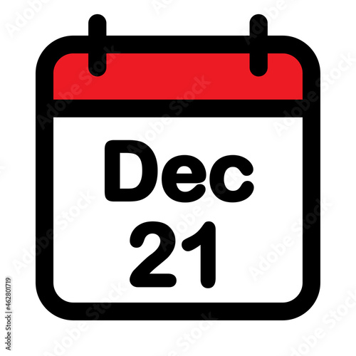 Twenty first December calendar icon