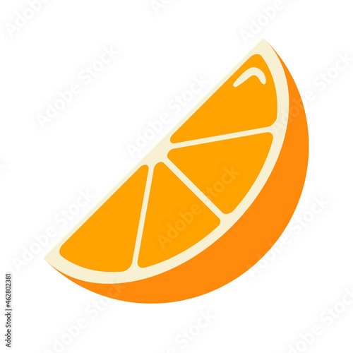 Ripe Orange Slice. Flat Style. Piece of orange fruit icon for logo, menu, stickers, prints, food package design