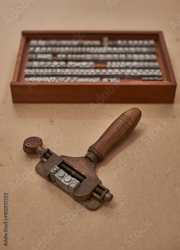 Tools for embossing spine of a book, Maputo, Mocambique photo