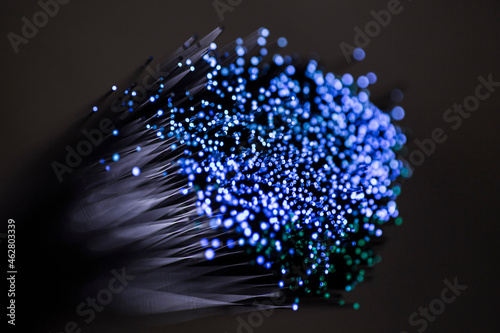 Optical fiber transmitting information photo