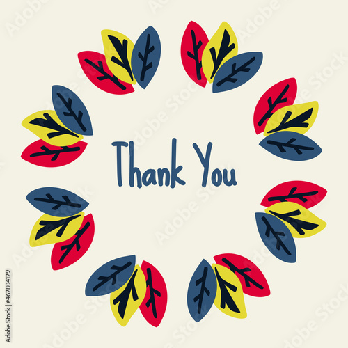 Cute cartoon design of leaves frame. Hand drawn wreath in flat style great for social media posts, banners, poster, cards.