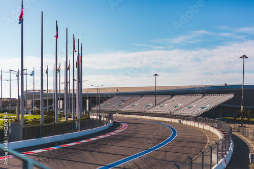 Formula 1 race track, spectator stands