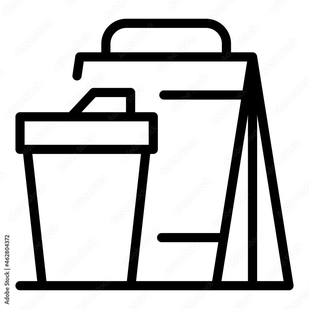 Food bag delivery icon outline vector. Home grocery. Mobile menu Food bag delivery icon outline vector. Home grocery. Mobile menu