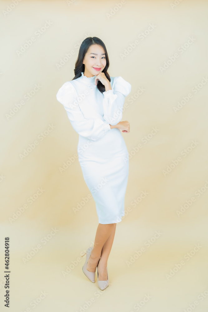 Portrait beautiful young asian woman smile with action Portrait beautiful young asian woman smile with action