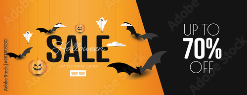 Halloween sale banner. Modern minimal design for Sales.