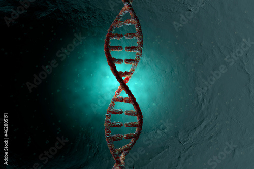 3D Rendered Illustration, visualisation of a DNA double helix