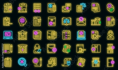 Disclaimer icons set outline vector. Defence waiver. House justice