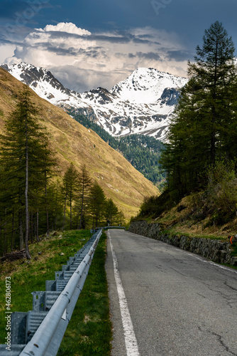 Mountain pass road at Penser Joch, Alps, Alto Adige, Italy