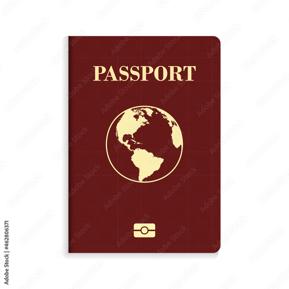 International biometric red passport isolated on white background