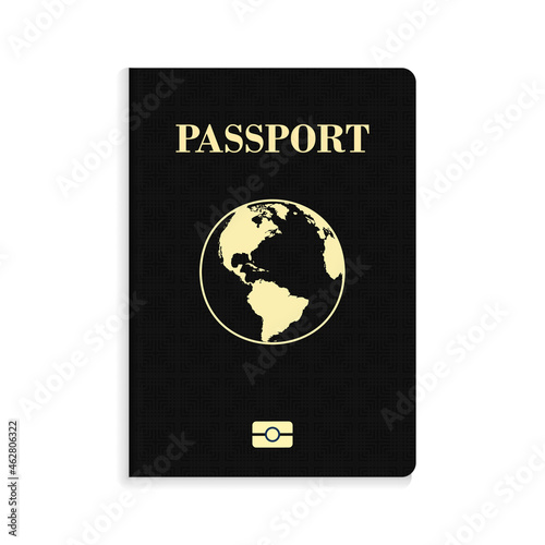 International biometric black passport isolated on white background