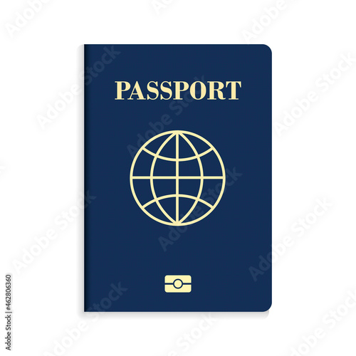 International biometric blue passport isolated on white background