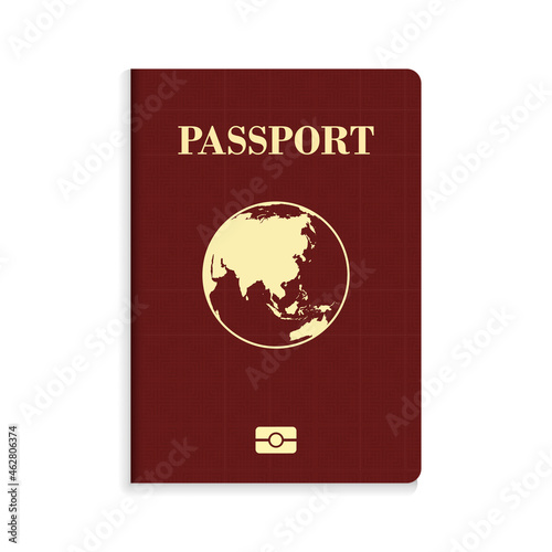 International biometric red passport isolated on white background