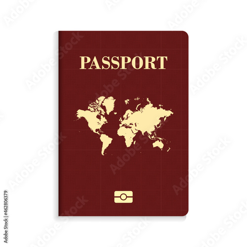International biometric red passport isolated on white background