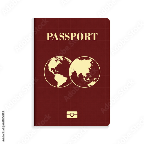 International biometric red passport isolated on white background