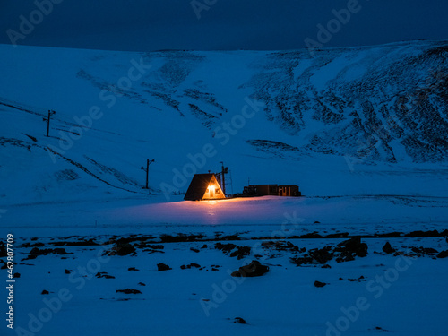 Iceland, near Krafla power plant region at night in winter photo