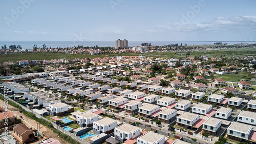 Mozambique, Maputo, Aerial view of upper class African suburb
