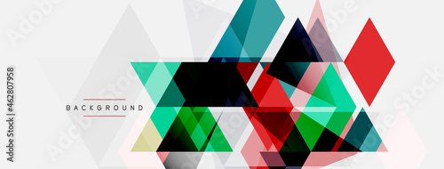 Color triangles composition, geometric abstract background. Techno or business concept, pattern for wallpaper, banner, background, landing page