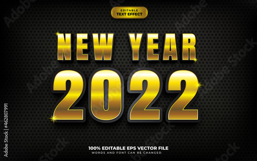 Happy New Year Black Gold 3D Editable Text Effect