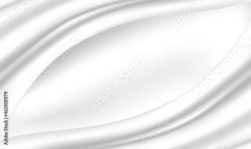 Silk background design for product advertising for catalog. White silk satin background. White fabric background. Luxurious White Satin. Gray Background with Clean Smooth Soft Wave. Vector