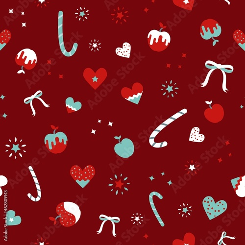 Seamless festive christmas background with christmas decoration. Simple background with christmass mood for web, print, background, wallpaper, scrapbooking, wrapping paper, textile
