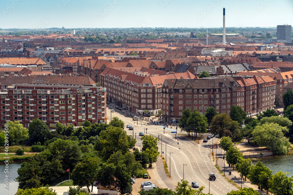 View of city center from above from Church of Our Saviour, Copenhagen, Denmark View of city center from above from Church of Our Saviour, Copenhagen, Denmark