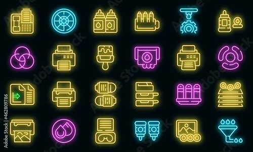 Cartridge filling icons set outline vector. Computer copier. Digital device