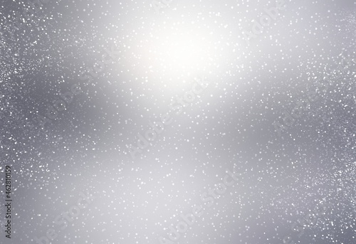 Lighting grey winter outer defocus backdrop decorated white snow pattern. 