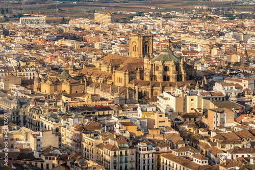View over Albayzin and the Cathedral of Granada, Spain photo