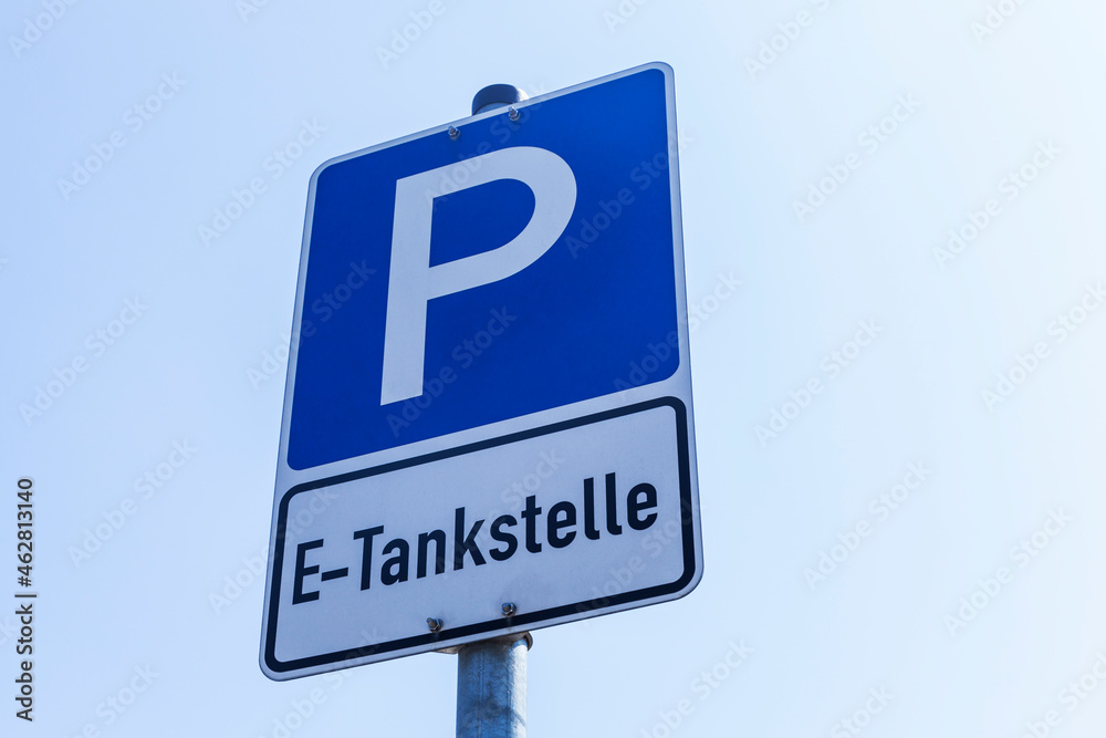 Sign of parking area with Electric Vehicle Charging Station Sign of parking area with Electric Vehicle Charging Station