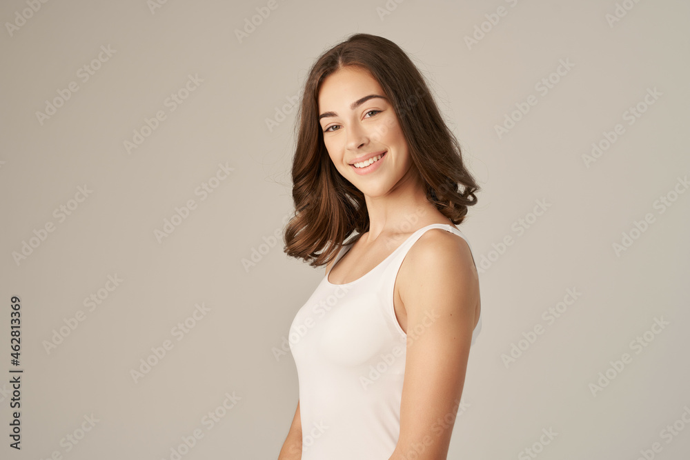 cheerful woman posing glamor cosmetics Studio Lifestyle cheerful woman posing glamor cosmetics Studio Lifestyle