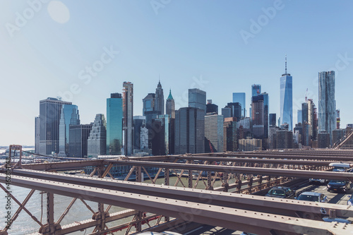 Brooklyn Bridge and skyline, New York City, USA