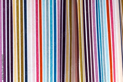France, Close-up of colorful striped curtain photo