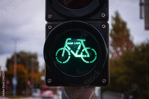 Bicycle traffic light Urban concept and road traffic directions