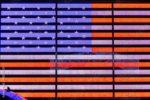Digital flag of the United States at Times Square, Manhattan, New York City, USA photo