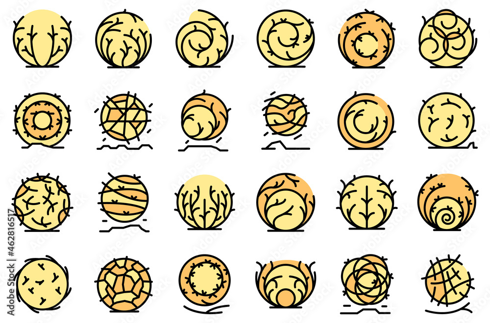 Tumbleweed icons set outline vector. Western dead. Weed ball Tumbleweed icons set outline vector. Western dead. Weed ball