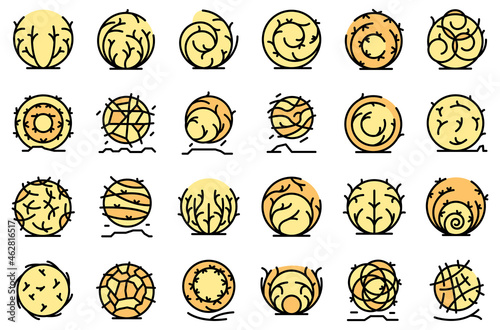 Tumbleweed icons set outline vector. Western dead. Weed ball